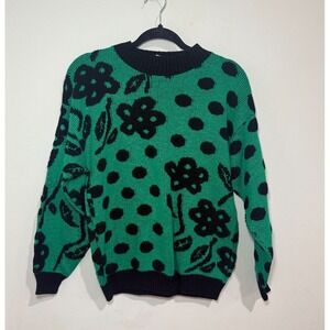 Vintage 80's Centennial Knits LTD Shiny‎ Sparkly Glitter Silver Green and Black